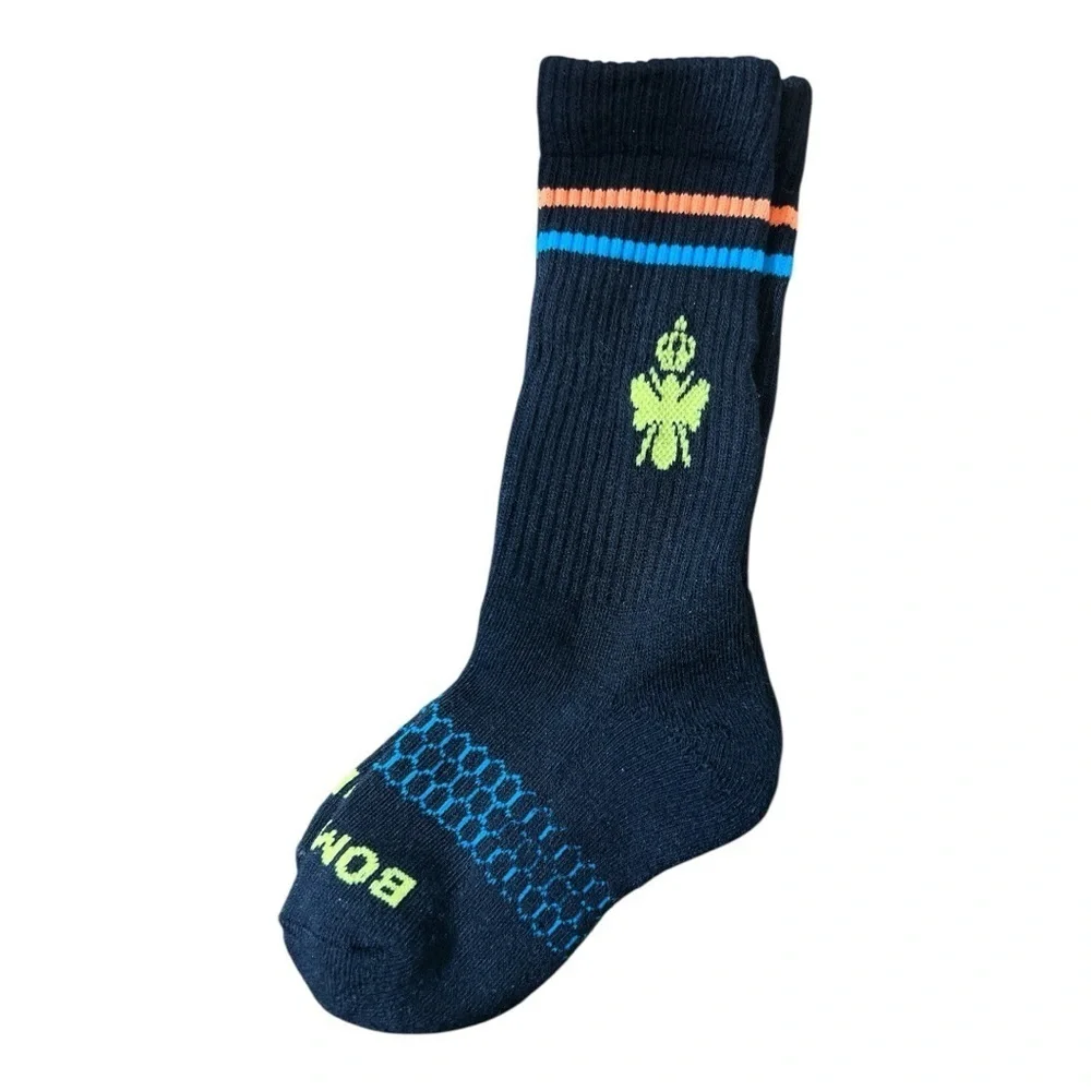 Bombas Youth Crew Socks with Neon Accents size XS